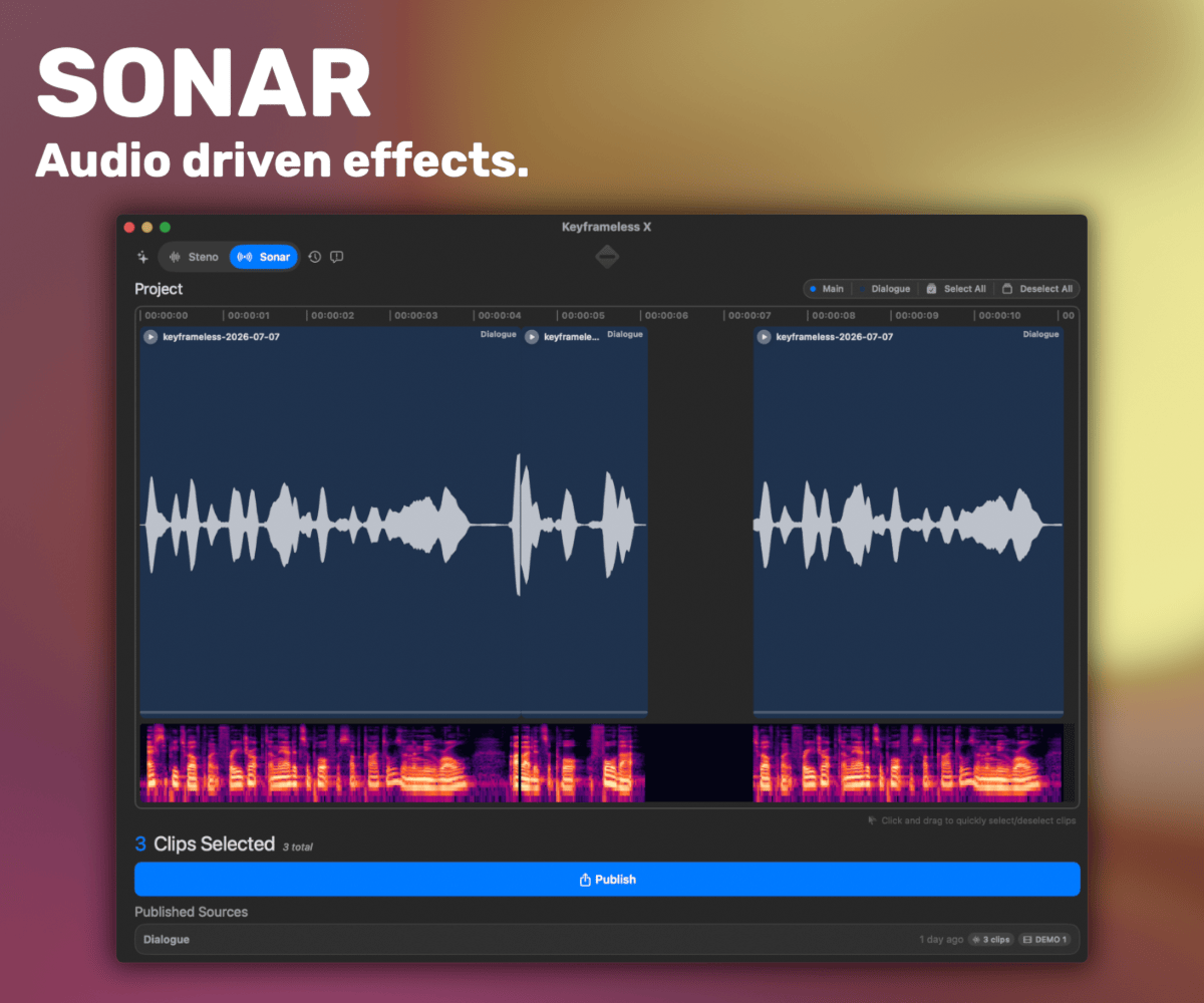 Sonar making a visual react to audio from Final Cut Pro